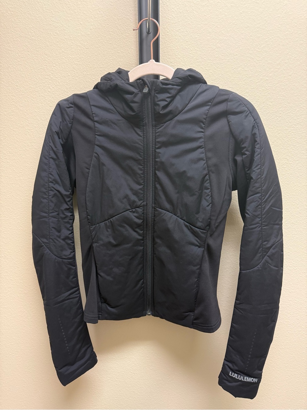 lululemon athletica Black Hooded Quilted Active Jacket